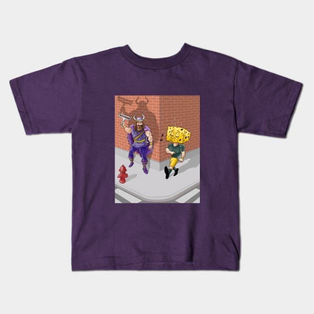 Minnesota Vikings Fans - Kings of the North vs Cheesy Opponent. Kids T-Shirt by JustOnceVikingShop